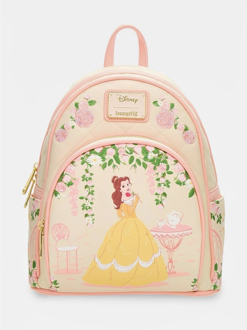 Loungefly Beauty and the Beast Belle Floral Mini Backpack Pink